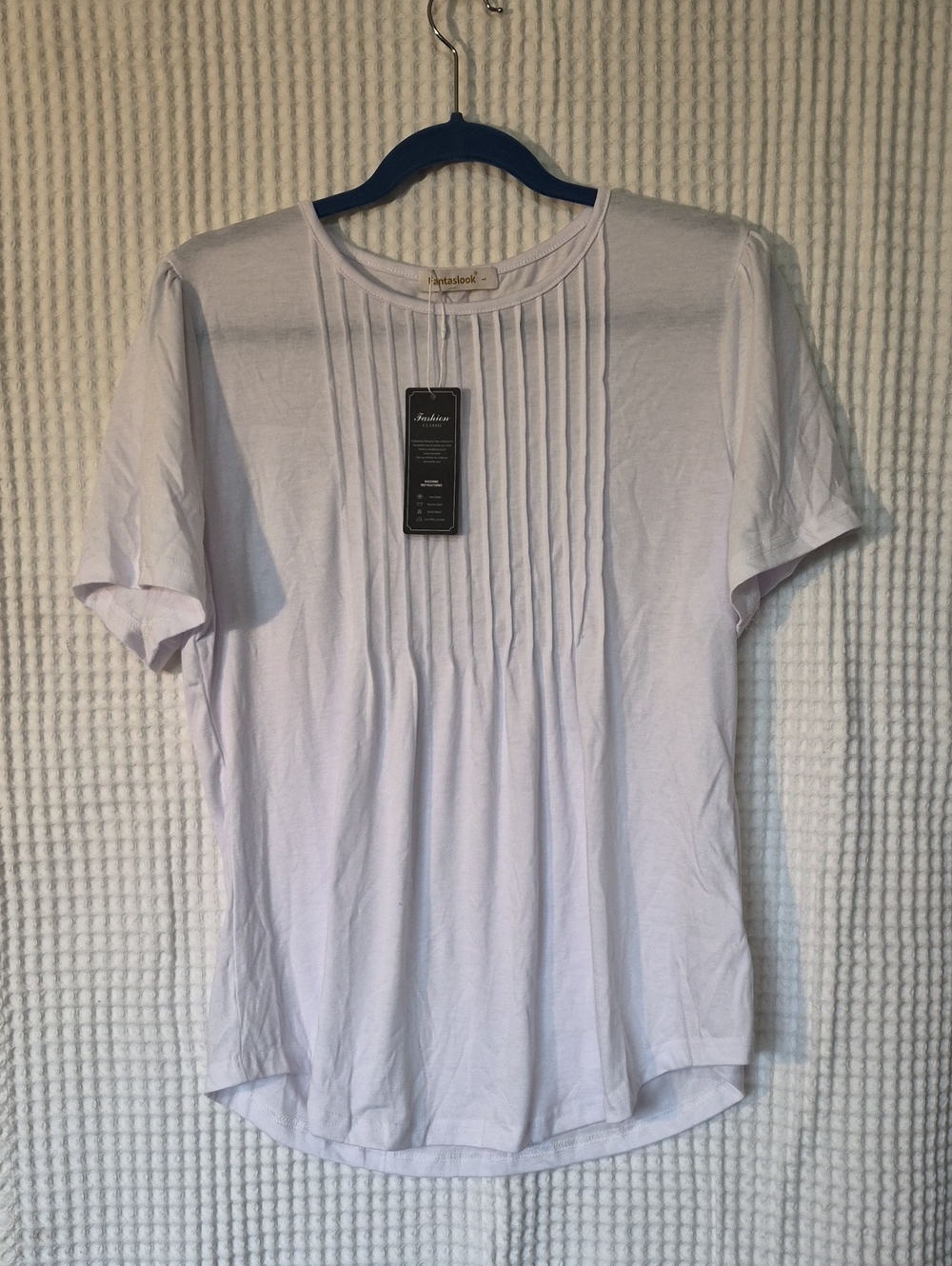 White Pintuck Short Sleeve Tee